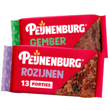 Peijnenburg*
(M.u.v. Peijnenburg naturel ongesneden 345 gram & Peijnenburg naturel 10-pack à 280 gram)